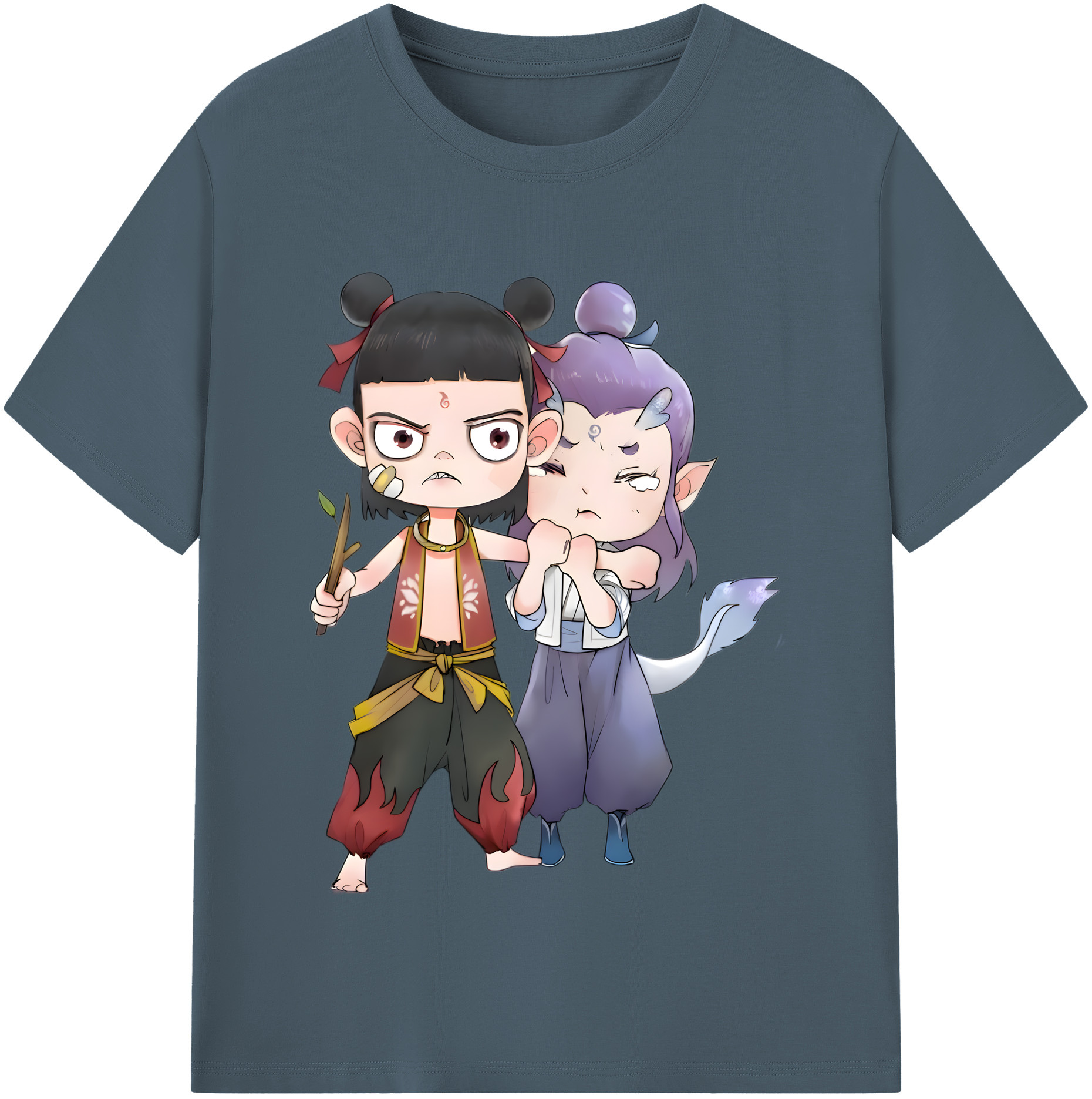 （画像用） Ne Zha 2 ナタ 魔童の大暴れ 綿100％半袖Tシャツ（フロントプリント）